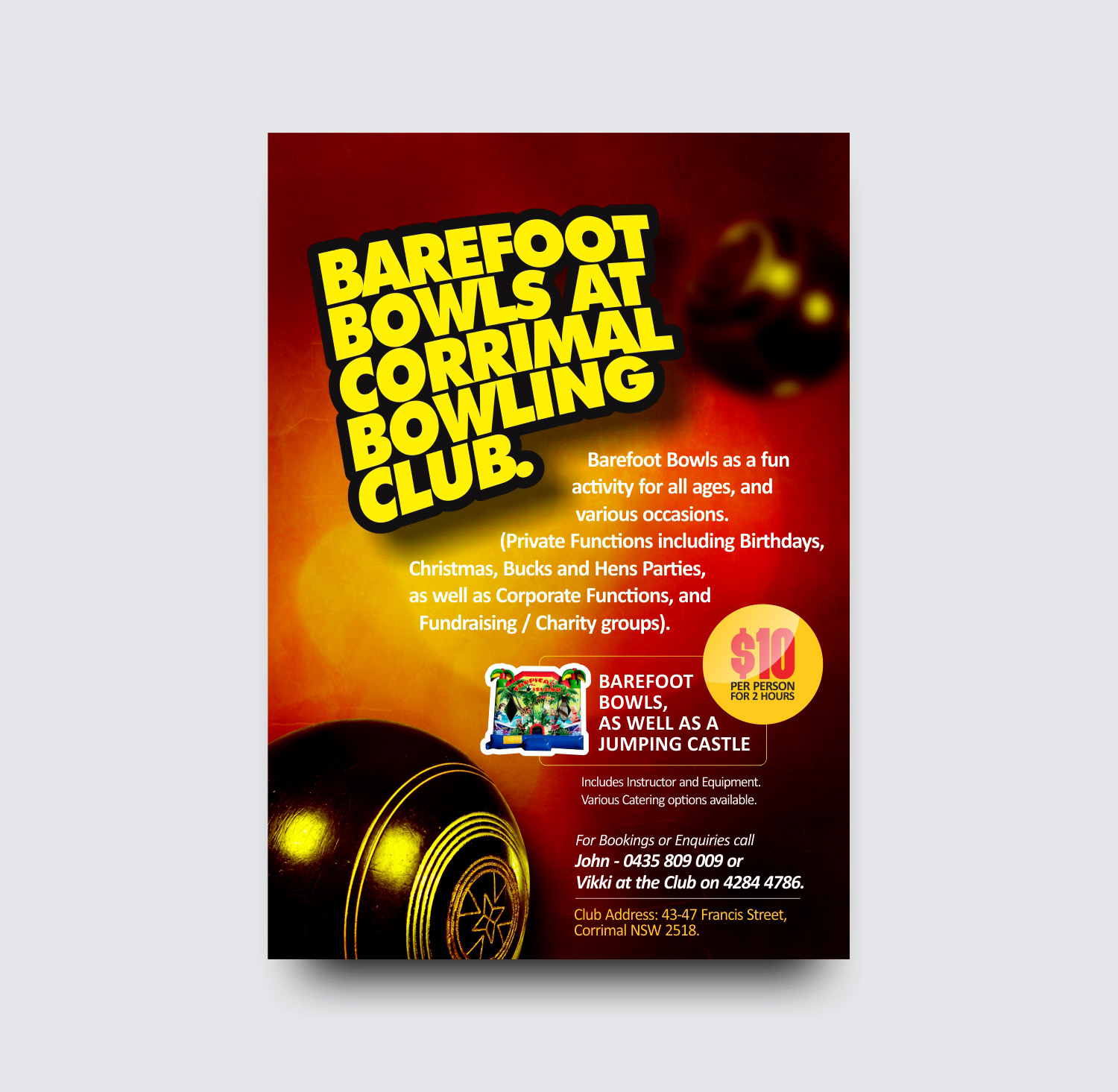 Diseño de Flyer por vikas naik para Corrimal Bowling Club Ltd | Diseño #10457871