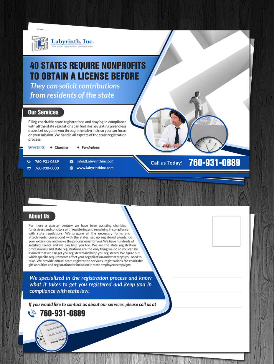 Postcard Design by debdesign for Labyrinth, Inc. | Design #10337375