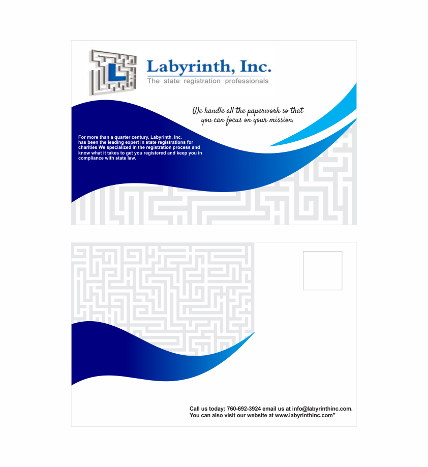 Postcard Design by pa2pat for Labyrinth, Inc. | Design #10401178