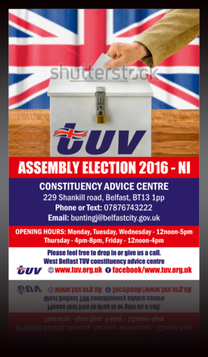 Flyer-Design von ALSADESIGN für North & west Belfast branch TUV  | Design: #10332525