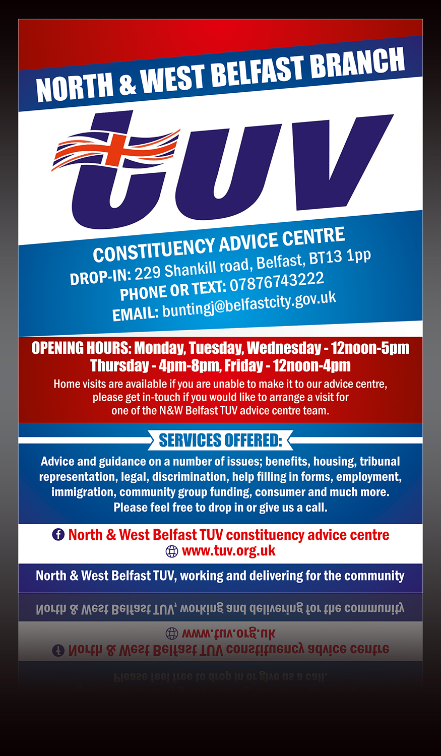 Flyer-Design von ALSADESIGN für North & west Belfast branch TUV  | Design: #10332712