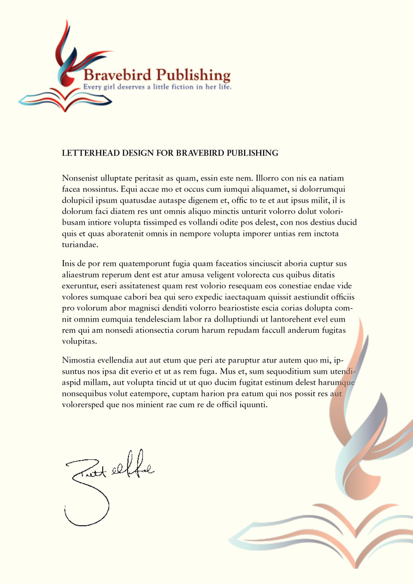 Letterhead Design by foo for Bravebird Publishing | Design #2185936