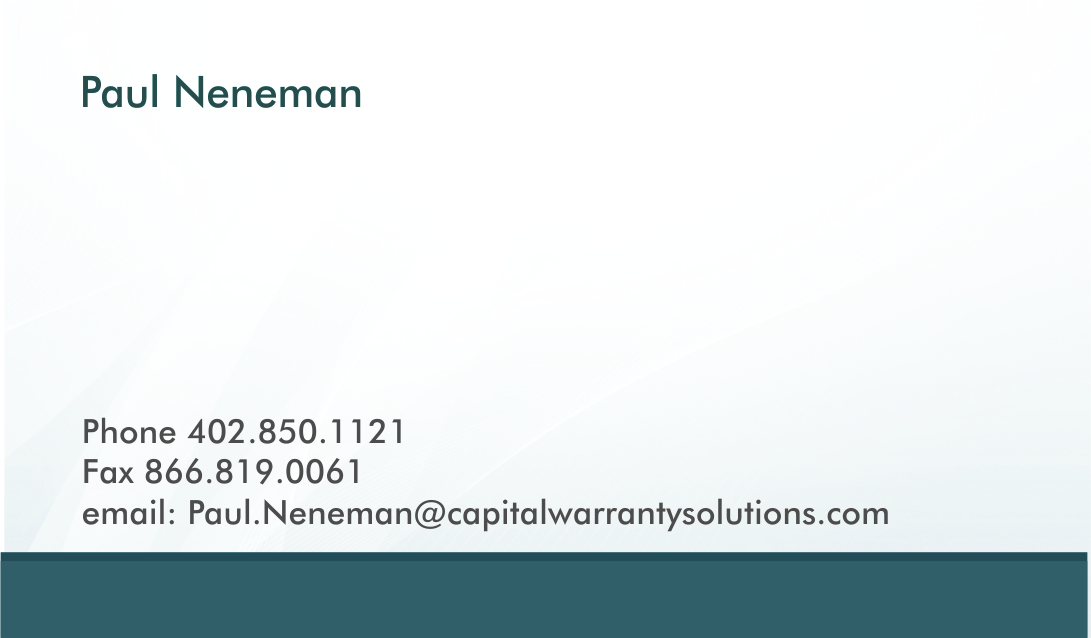 Business Card Design by 3pixelzpm for Capital Warranty Solutions | Design #10373119