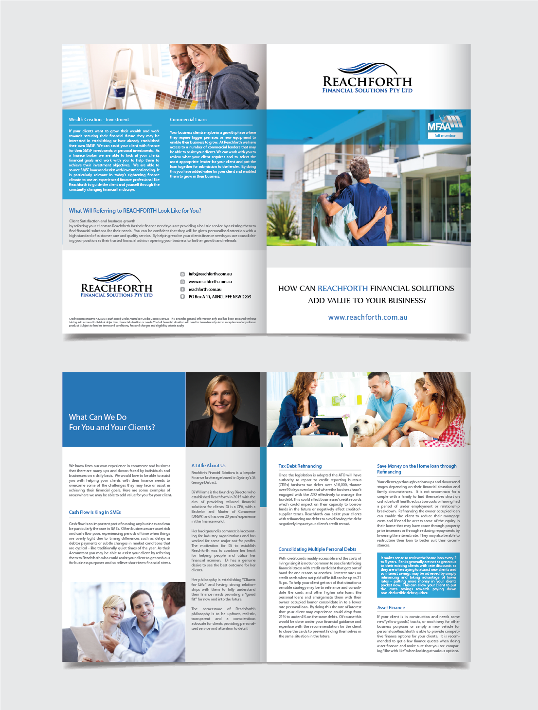 Brochure Design by alex989 for Reachforth Financial Solutions Pty Ltd | Design #15690413