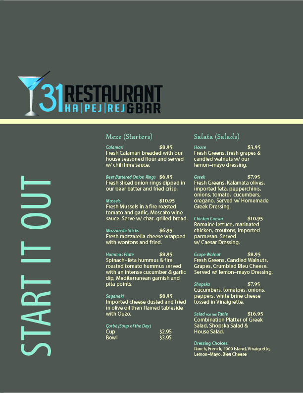 Menu Design by Zach Thomas for this project | Design #2204377