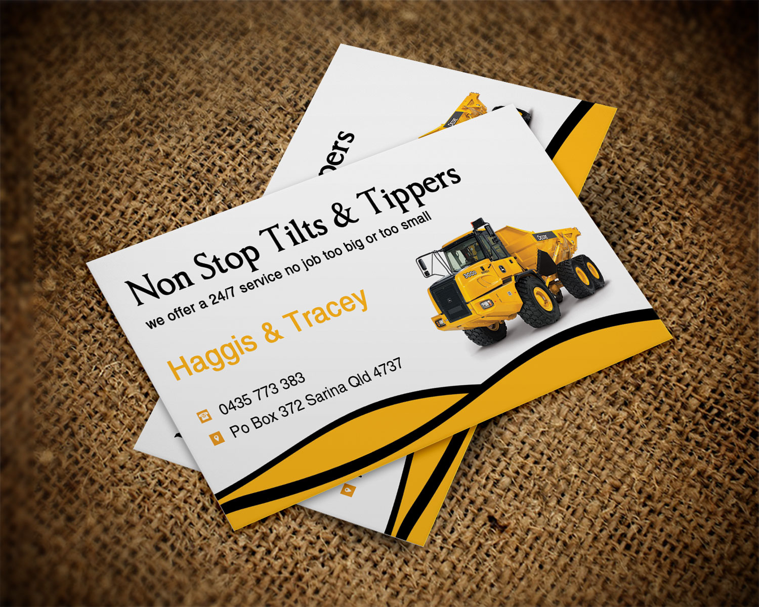 Business Card Design by Lanka Ama for Non Stop Tilts & Tippers | Design #10384937