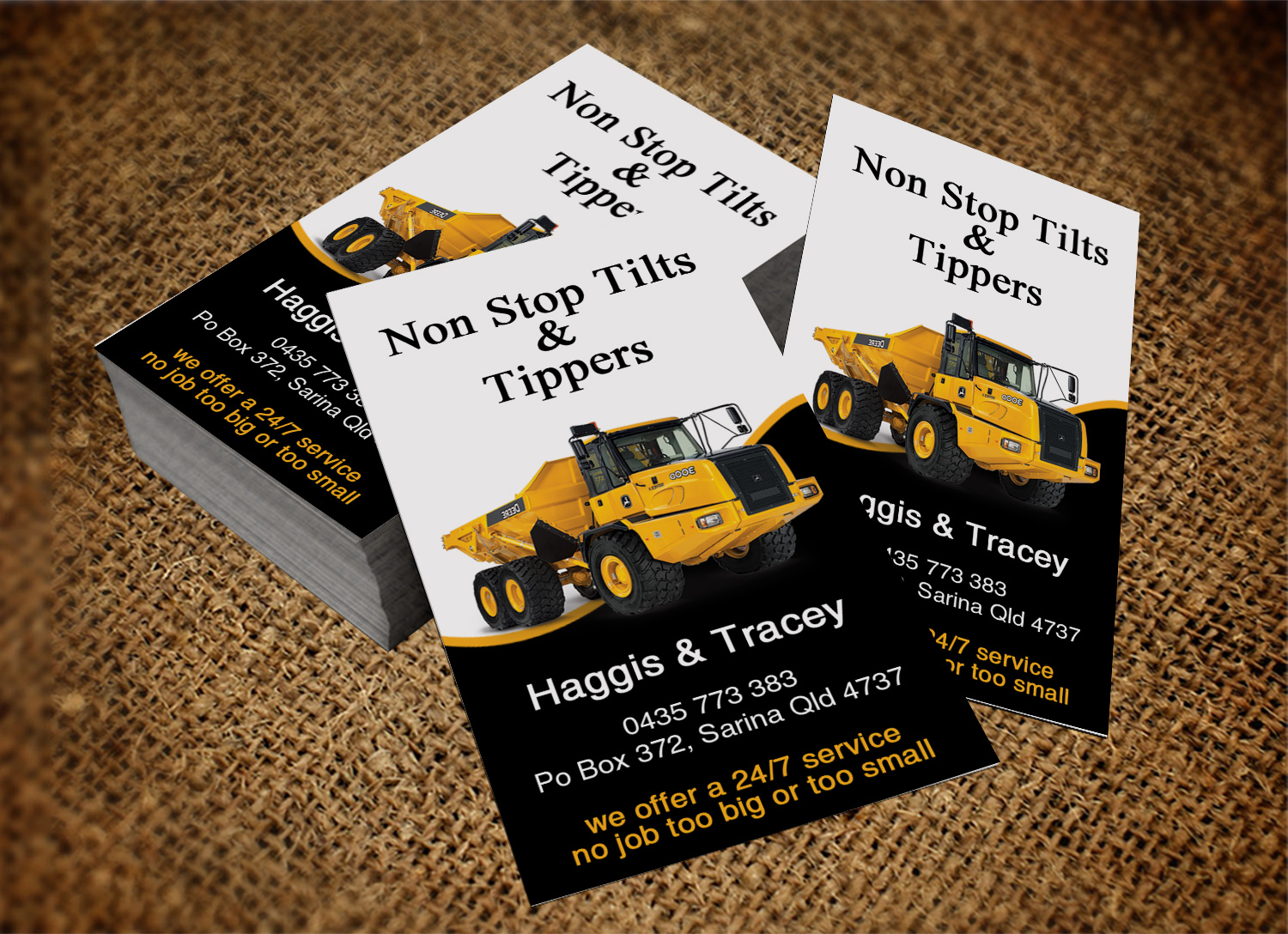 Business Card Design by Lanka Ama for Non Stop Tilts & Tippers | Design #10384949