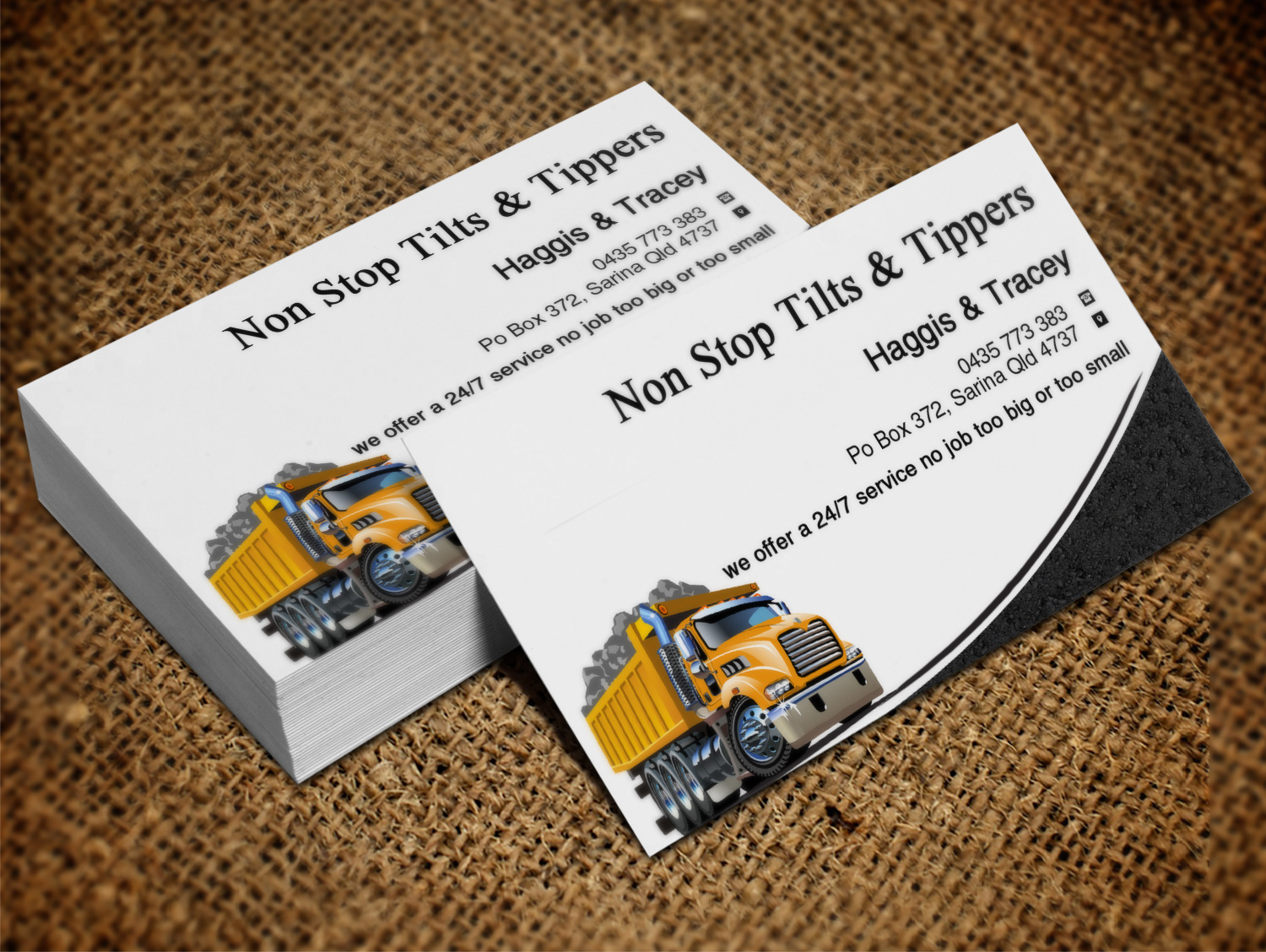 Business Card Design by Lanka Ama for Non Stop Tilts & Tippers | Design #10384955
