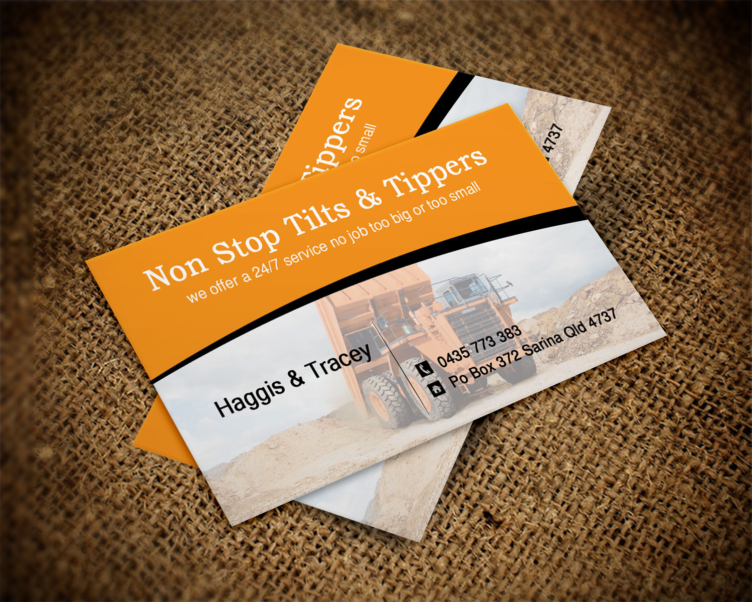 Diseño de Tarjeta de Presentación por Lanka Ama para Non Stop Tilts & Tippers | Diseño #10384988