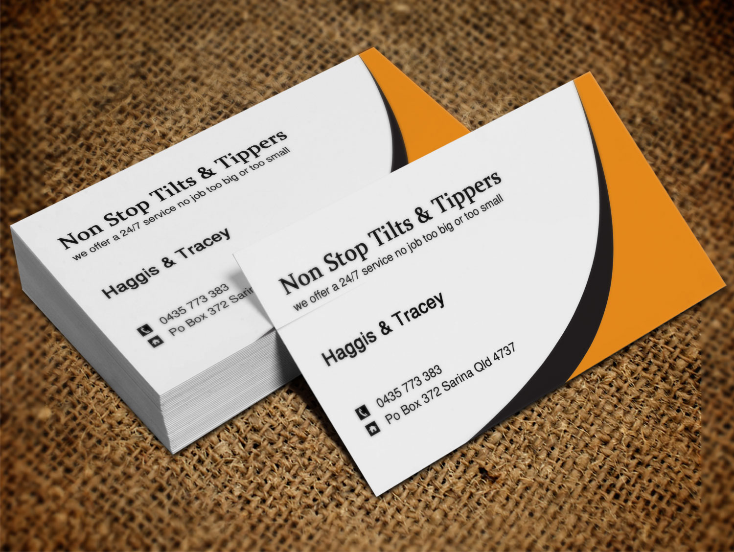 Diseño de Tarjeta de Presentación por Lanka Ama para Non Stop Tilts & Tippers | Diseño #10384990