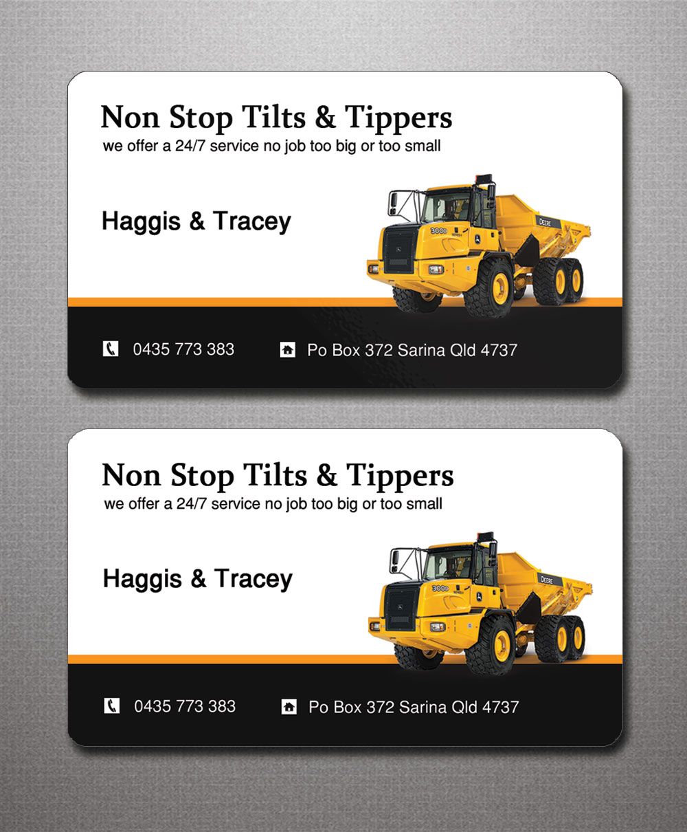 Diseño de Tarjeta de Presentación por Lanka Ama para Non Stop Tilts & Tippers | Diseño #10384991