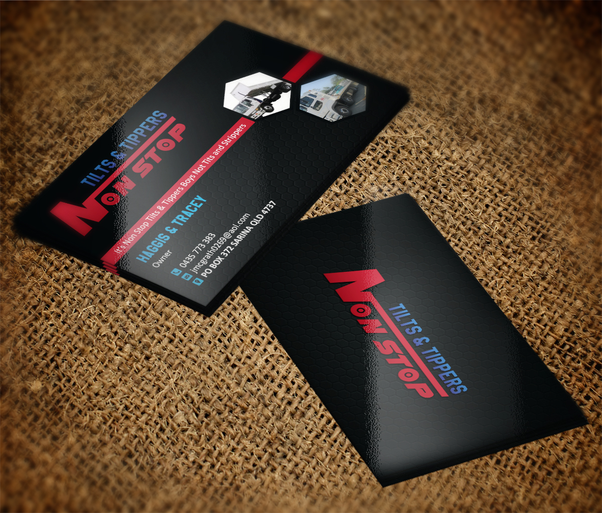 Business Card Design by Grafactory for Non Stop Tilts & Tippers | Design #10392700