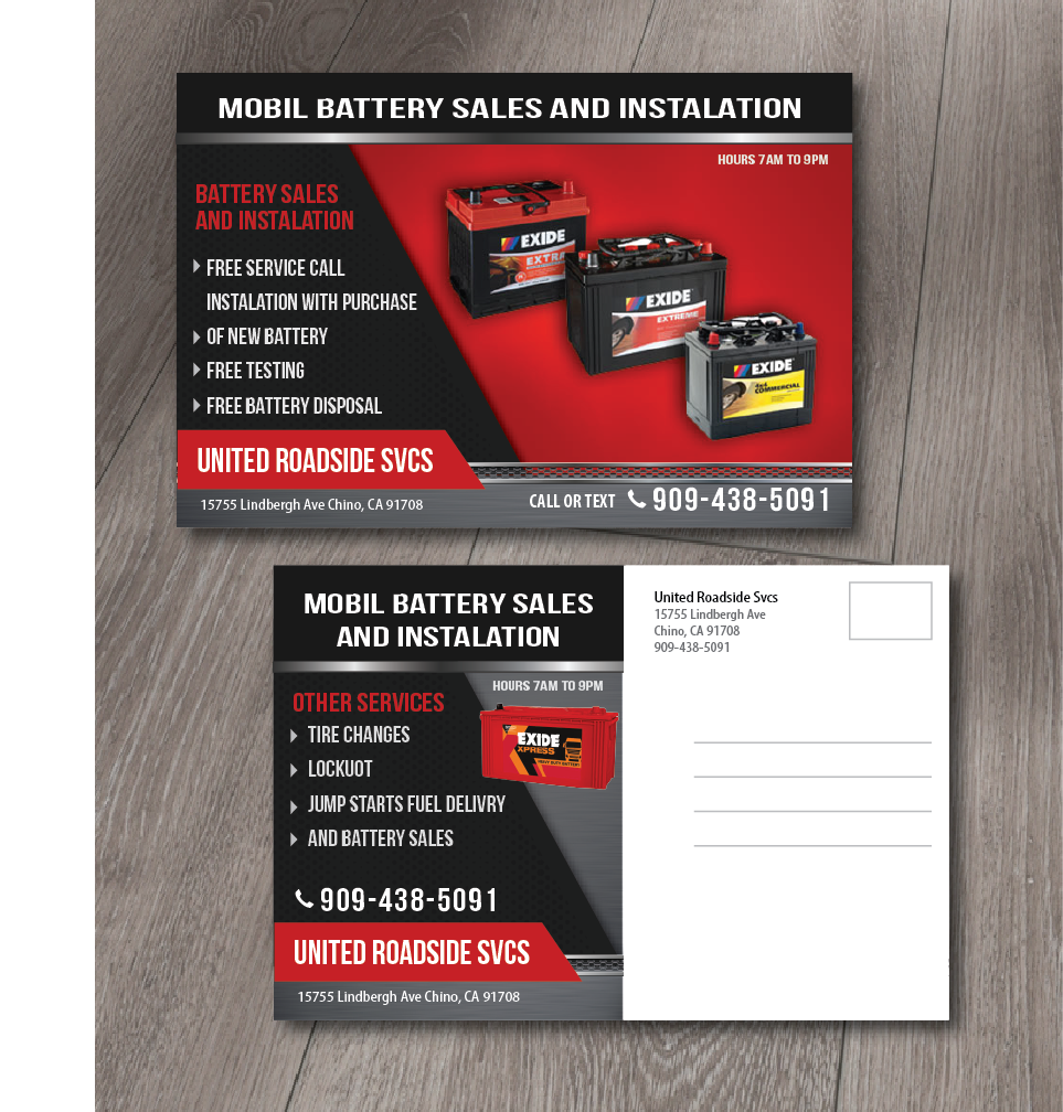Postcard Design by alex989 for United Roadside Svcs | Design #10383605