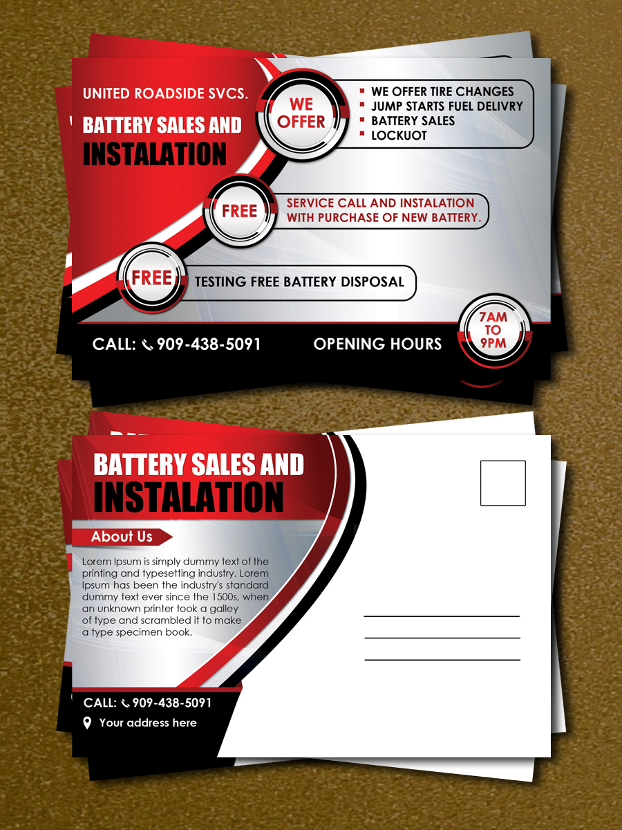 Postcard Design by debdesign for United Roadside Svcs | Design #10382700