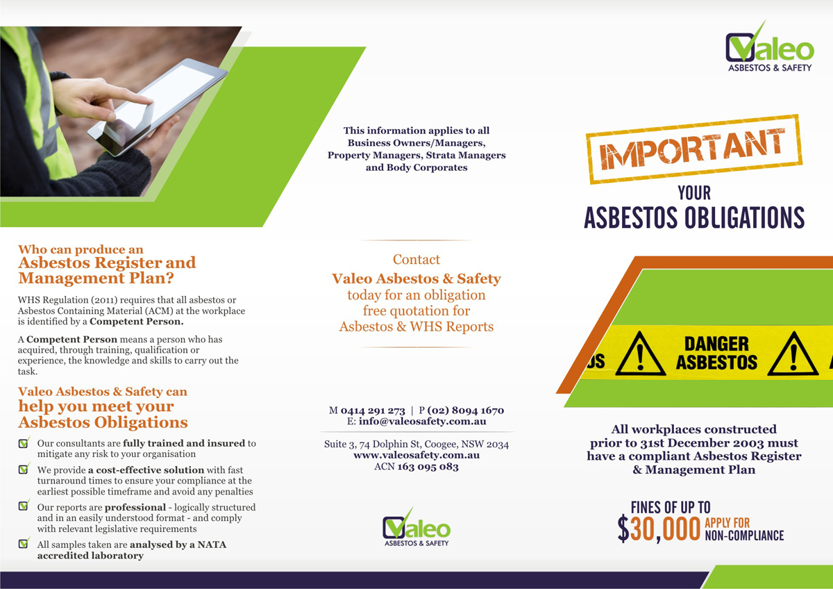 Design de Brochure par Theziners pour Valeo Asbestos & Safety | Design : #2283703