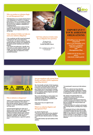 Design de Brochure par sdesigns pour Valeo Asbestos & Safety | Design : #2231501