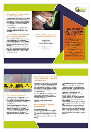 Design de Brochure par sdesigns pour Valeo Asbestos & Safety | Design : #2231502