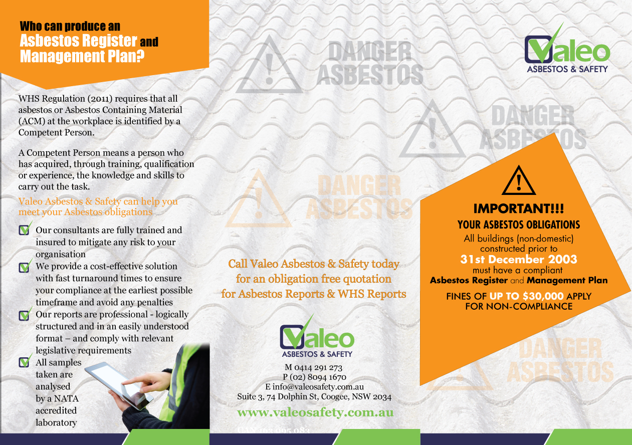 Design de Brochure par Impressive Sol pour Valeo Asbestos & Safety | Design #2246510