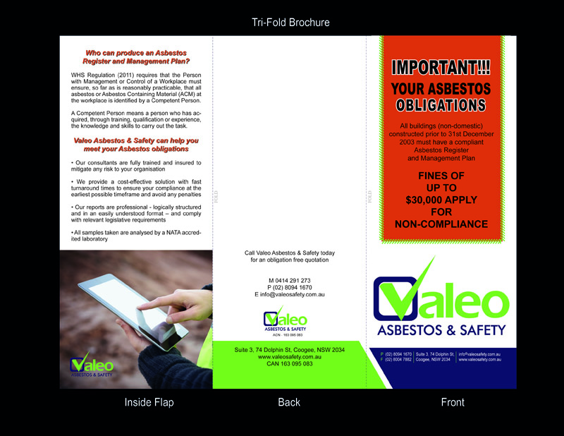 Brochure Design by jmsgraphicdesign for Valeo Asbestos & Safety | Design #2214671