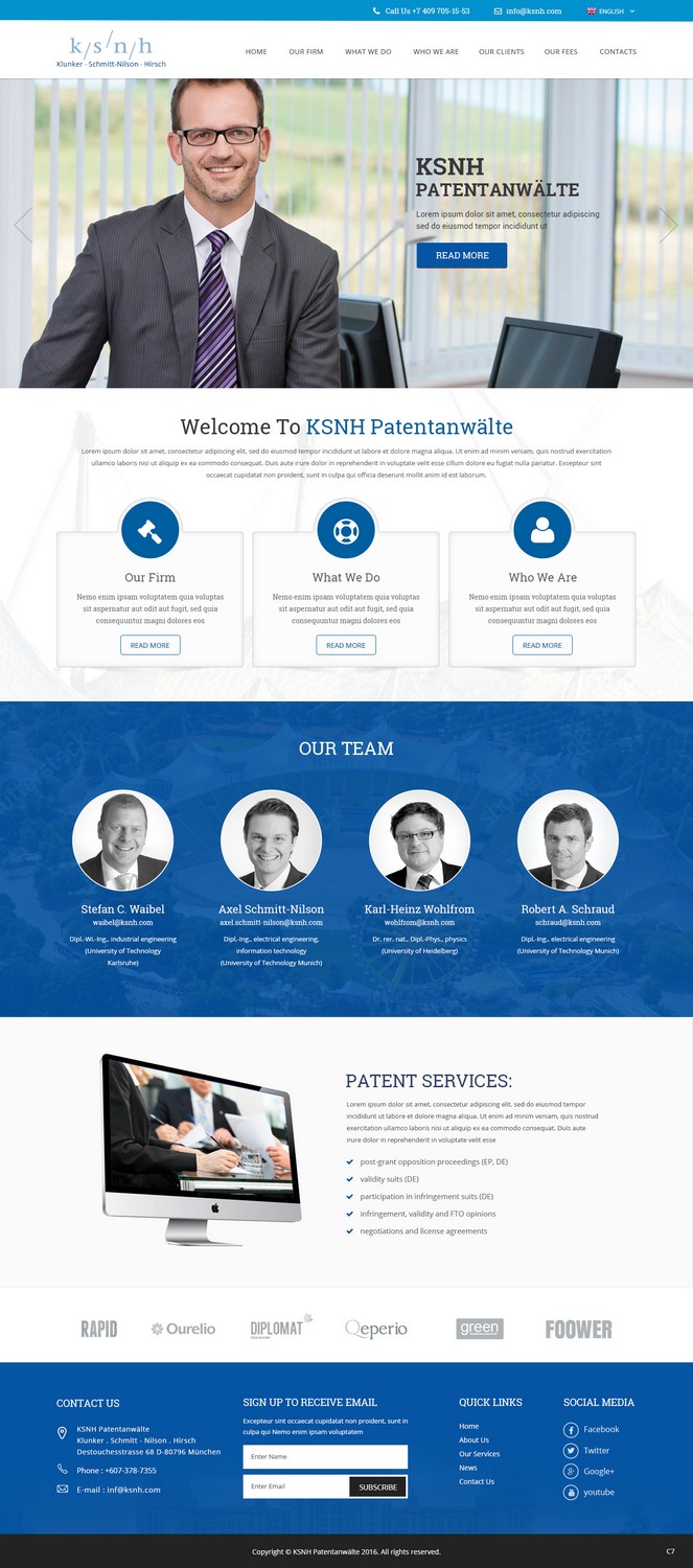 Diseño Web por pb para KSNH Patentanwälte | Diseño #10393437