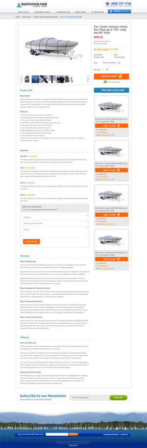 Product Description page for Boatcover.com, References here just need a clean up redesign | Diseño Web por RupalTechno
