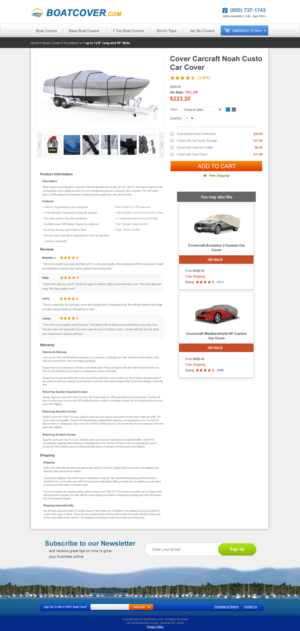 Product Description page for Boatcover.com, References here just need a clean up redesign | Diseño Web por aniep