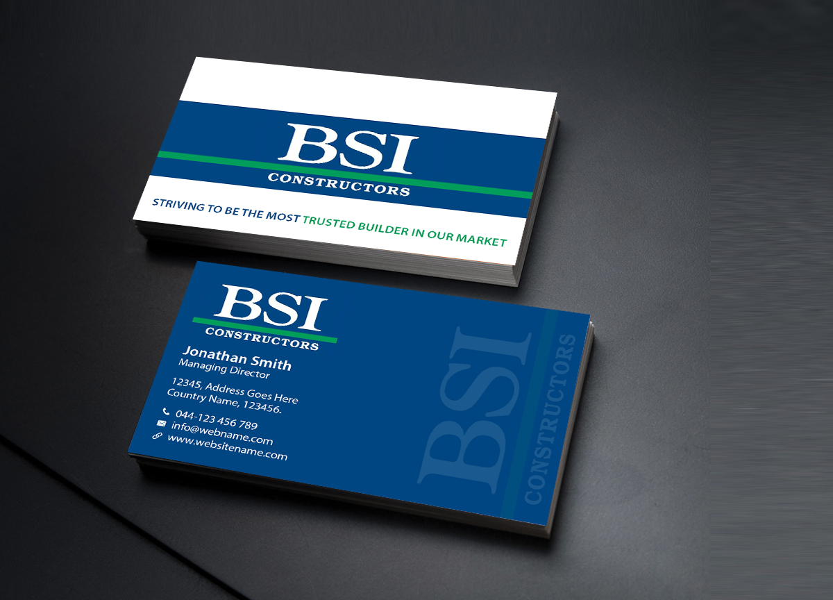 Diseño de Tarjeta de Presentación por Creations Box 2015 para BSI Constructors | Diseño #10402084