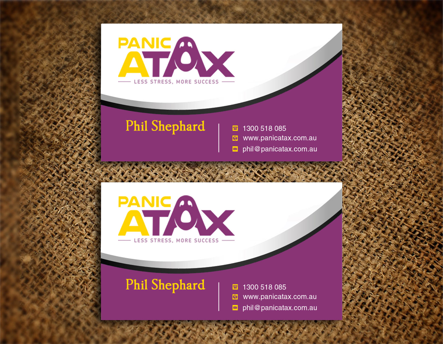 Business Card Design by Lanka Ama for Panic Atax Pty Ltd | Design #10395556