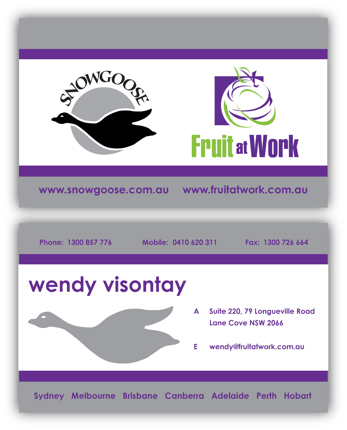 Design de Carte de Visite par Christine Plumb pour Fruit at Work Pty Ltd | Design #19725