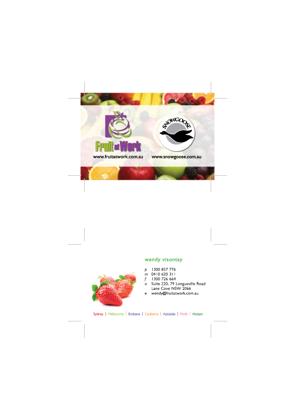 Business Card Design by Nuts Creative for Fruit at Work Pty Ltd | Design #20373