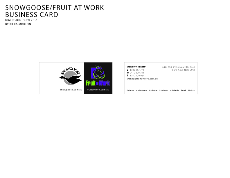 Business Card Design by Kiera Morton for Fruit at Work Pty Ltd | Design #20758