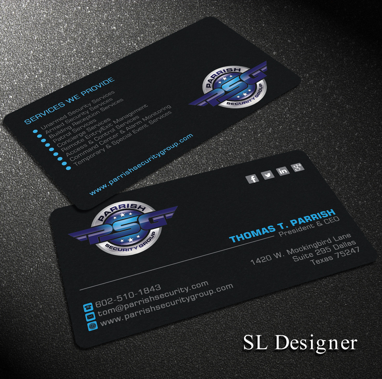 Business Card Design by SL Designer for Parrish Security Group | Design #10424724