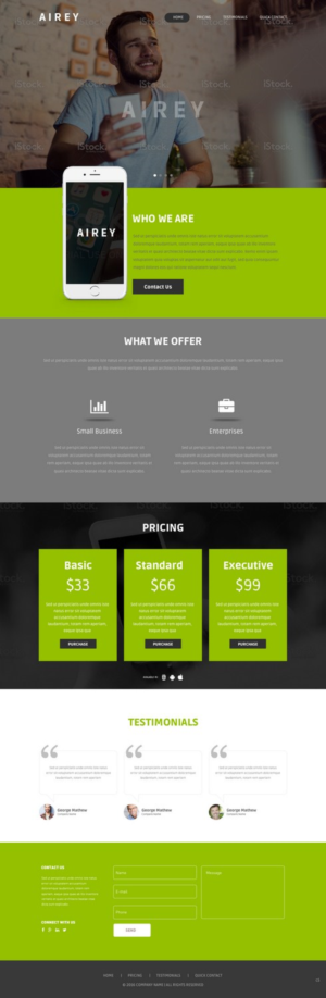 Website needed for modern mobile app developer for small business'