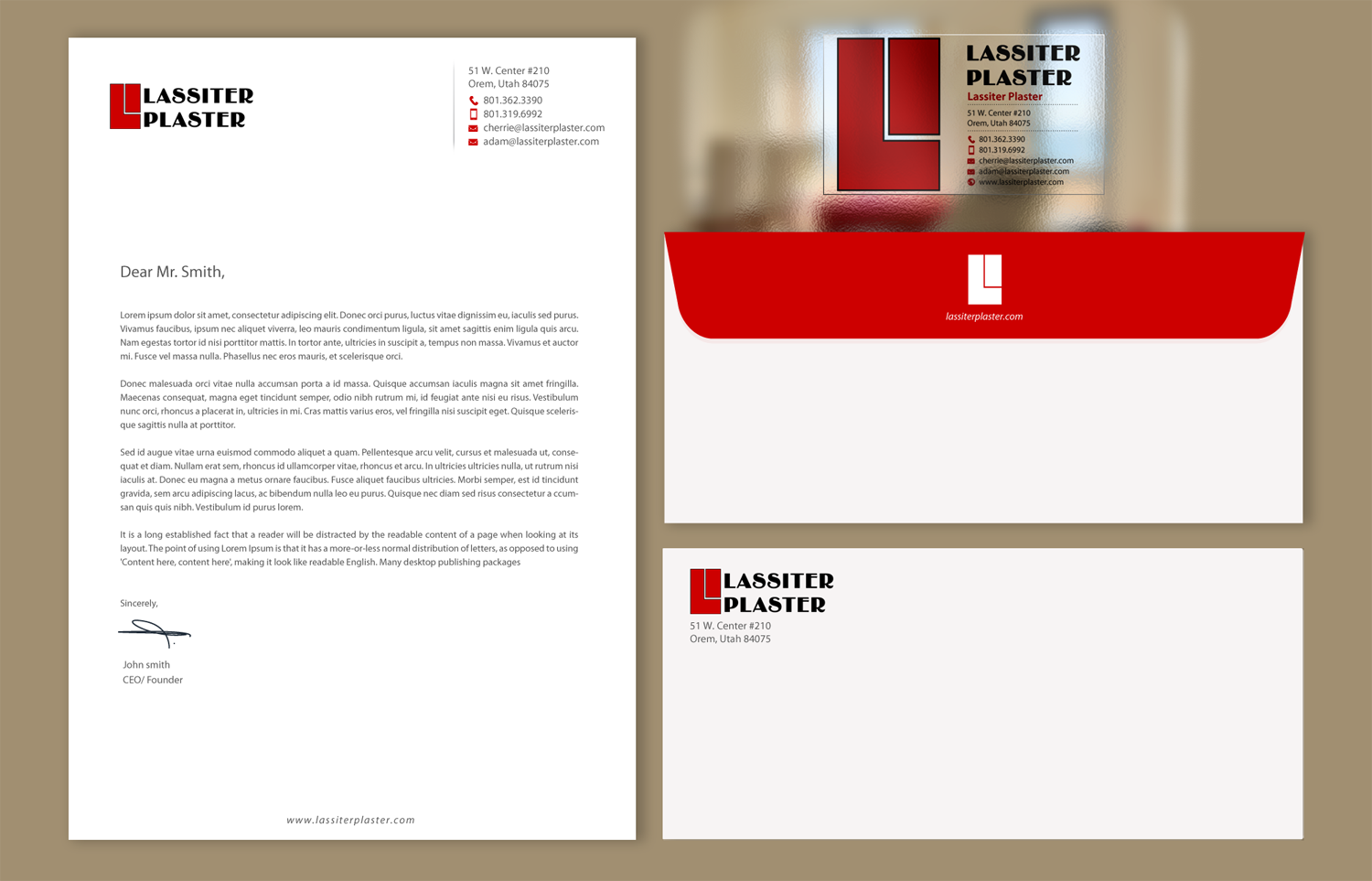 Stationery Design by chandrayaan.creative for Lassiter Plaster | Design #10423848