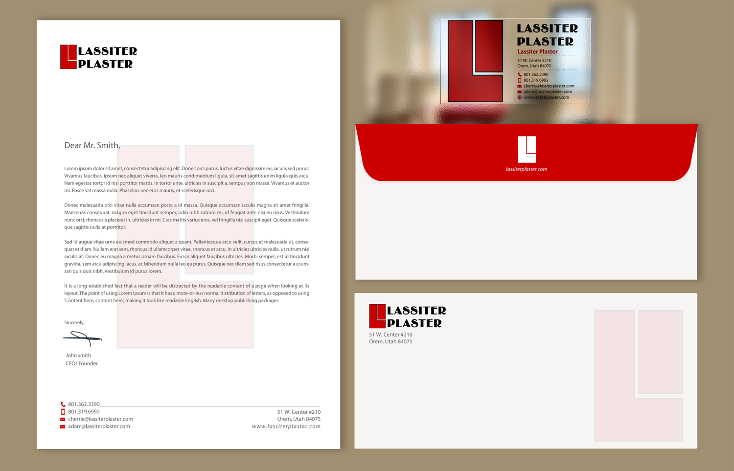 Stationery Design by chandrayaan.creative for Lassiter Plaster | Design #10423849