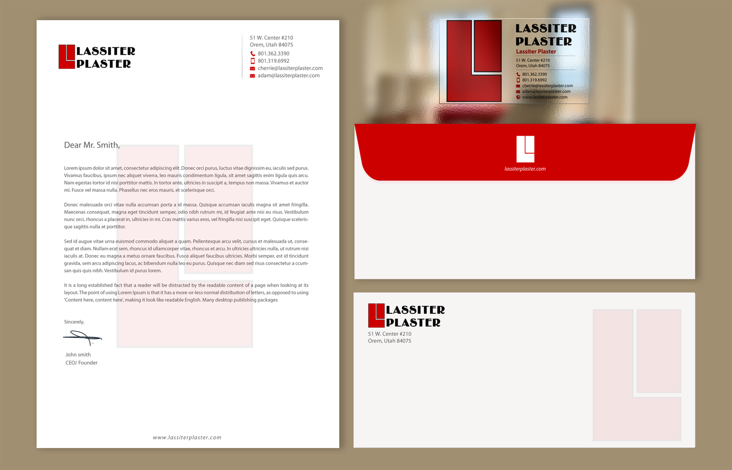 Stationery Design by chandrayaan.creative for Lassiter Plaster | Design #10423850
