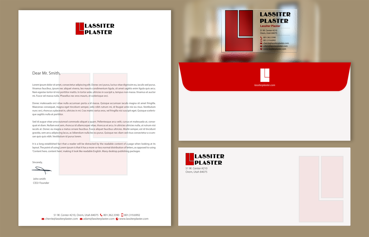 Stationery Design by chandrayaan.creative for Lassiter Plaster | Design #10423853