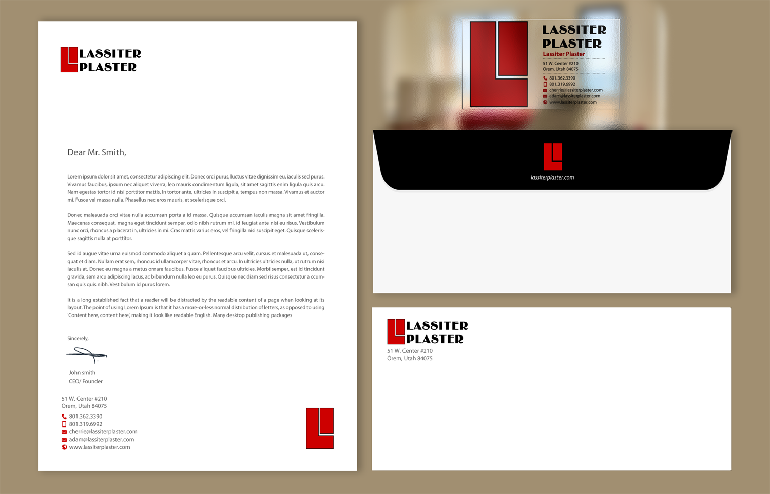 Schreibwaren-Design von chandrayaan.creative für Lassiter Plaster | Design #10423866