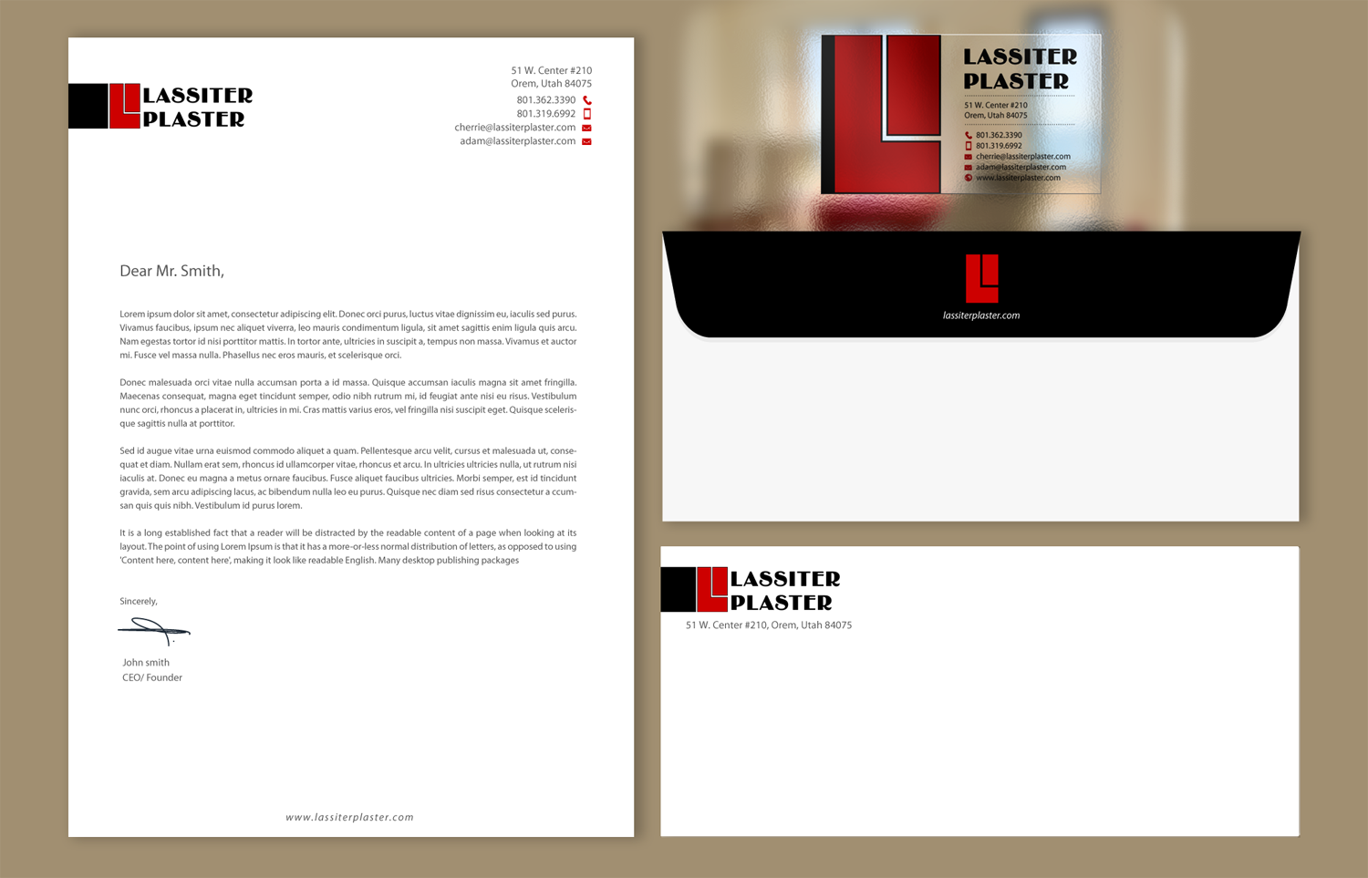 Schreibwaren-Design von chandrayaan.creative für Lassiter Plaster | Design #10423868