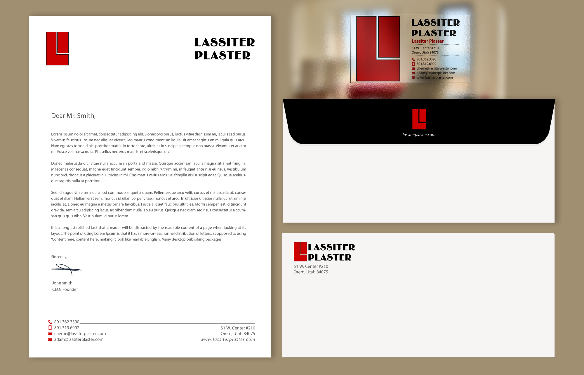 Stationery Design by chandrayaan.creative for Lassiter Plaster | Design #10423872
