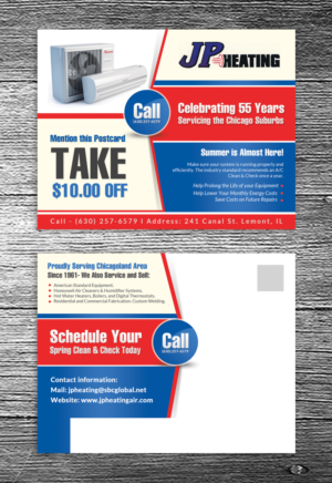 Postcard Design by debdesign for JP Heating Inc. | Design: #10434218