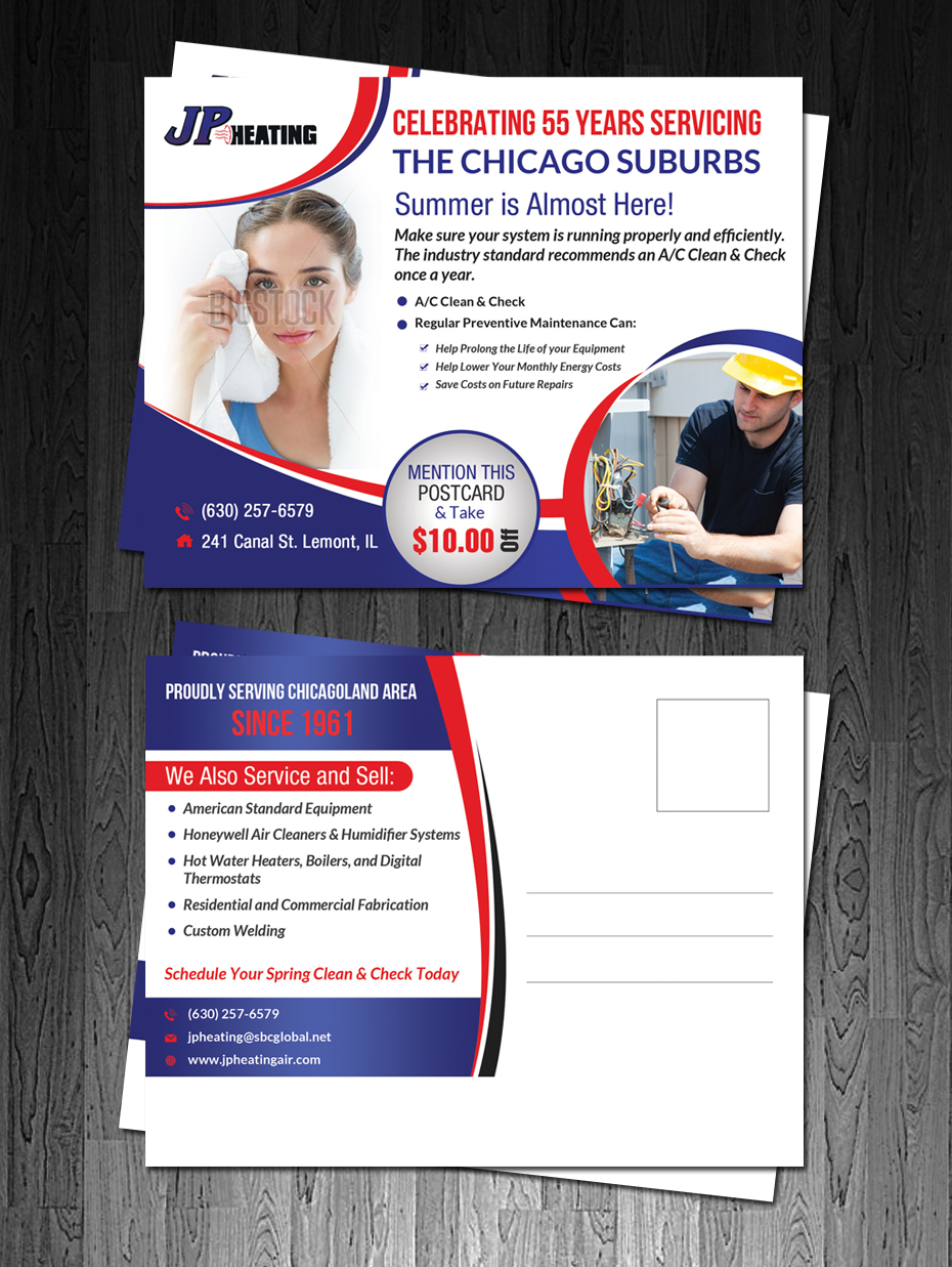 Postcard Design by debdesign for JP Heating Inc. | Design #10445709