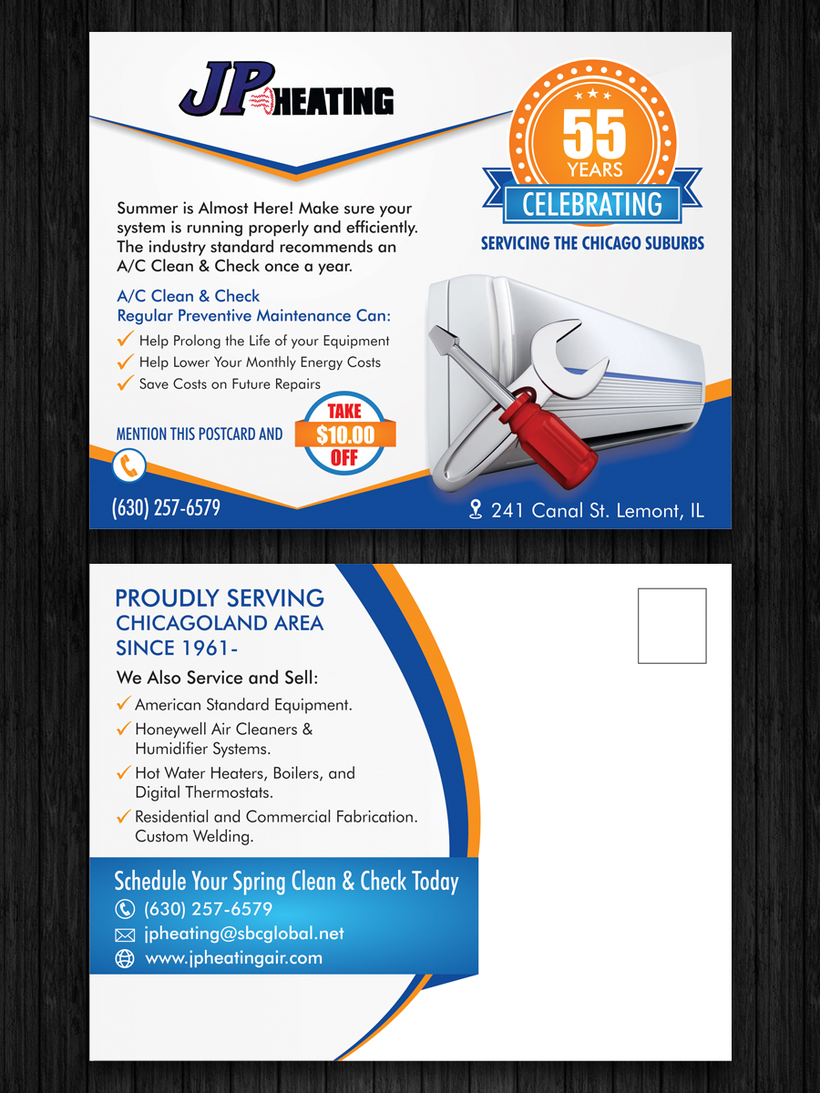 Postcard Design by ecorokerz for JP Heating Inc. | Design #10434324
