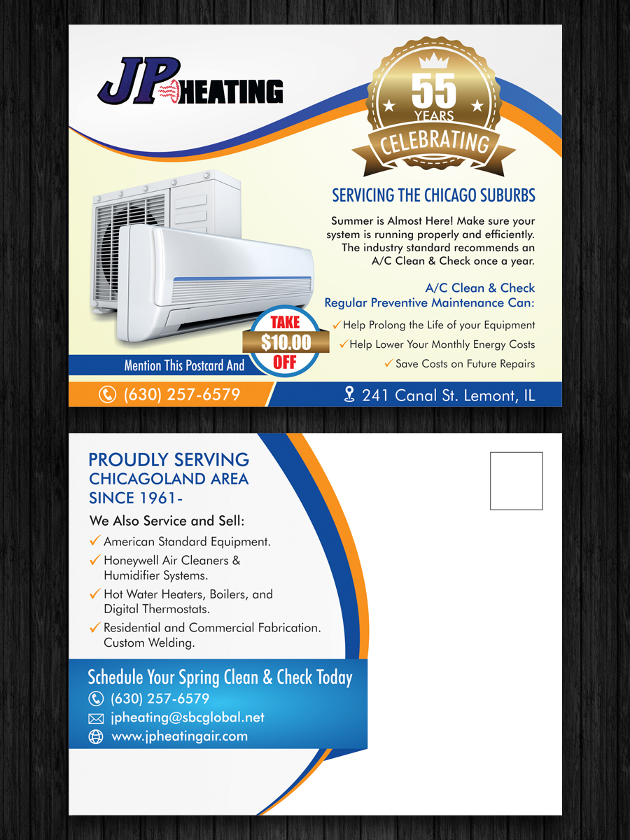 Postcard Design by ecorokerz for JP Heating Inc. | Design #10434325