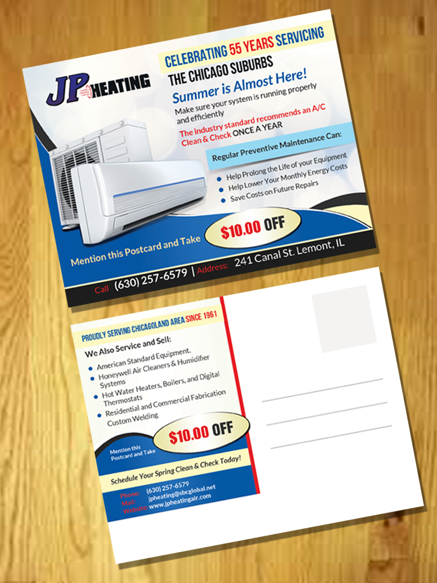 Postcard Design by innovative earth for JP Heating Inc. | Design #10470023