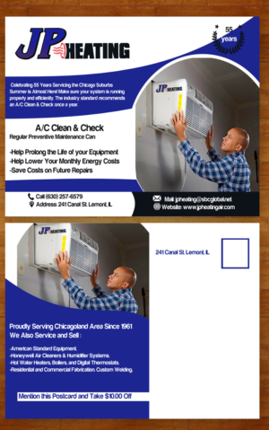 Postcard Design by Essam worlds Pen  for JP Heating Inc. | Design: #10512195