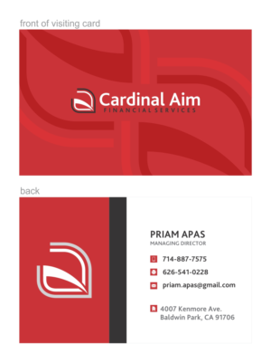 Diseño de Tarjeta de Presentación por Design-Er. para Cardinal Aim Financial Services | Diseño: #10523701