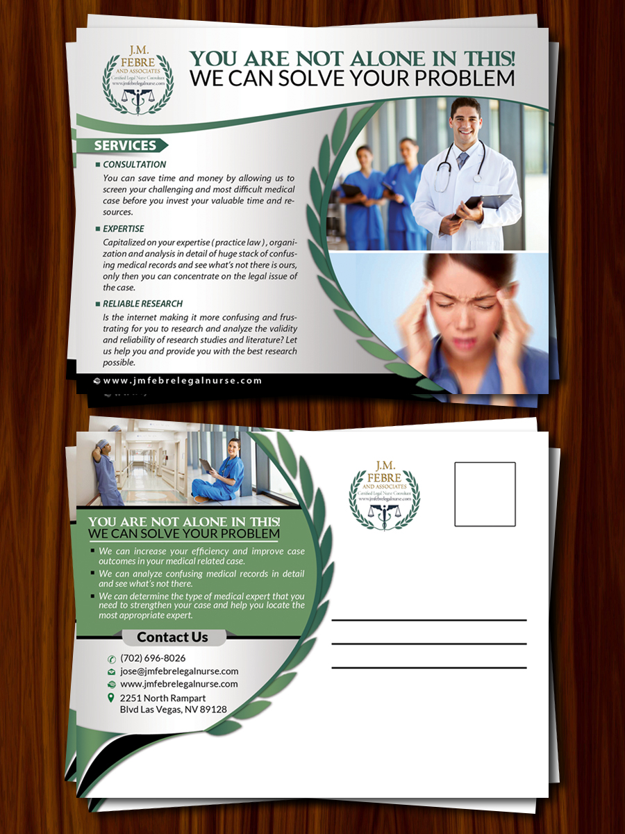 Postcard Design by debdesign for J. M FEBRE AND ASSOCIATES | Design #10454387