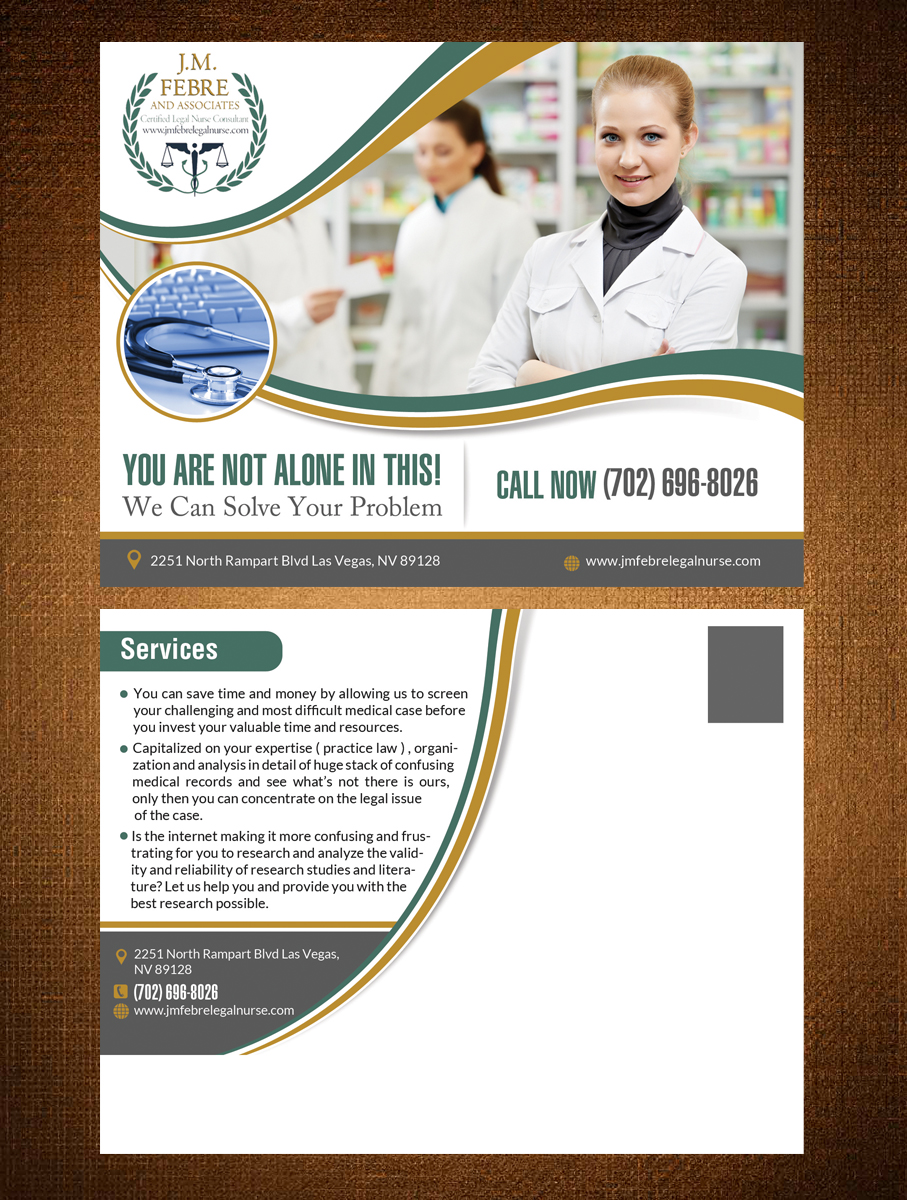 Postcard Design by creative.bugs for J. M FEBRE AND ASSOCIATES | Design #10455098