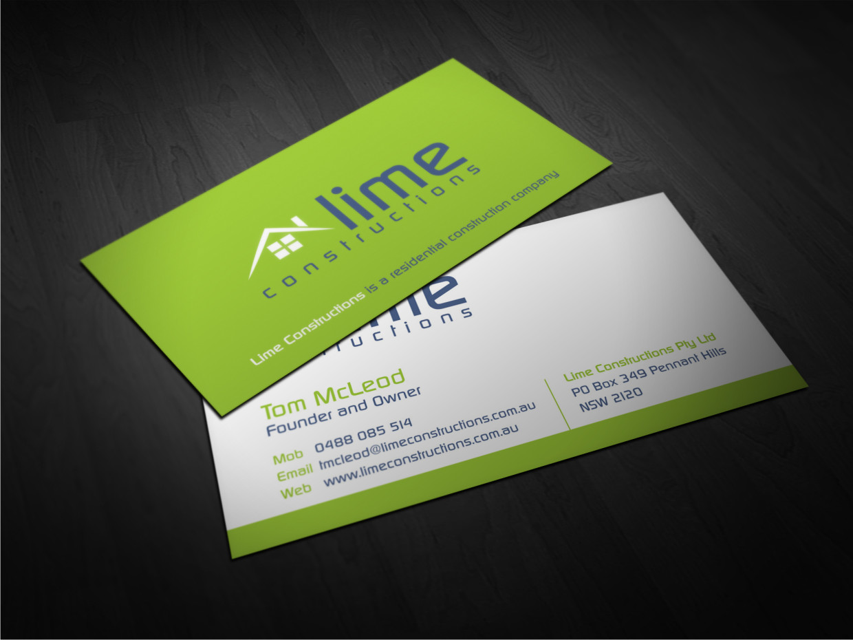 Business Card Design by Atvento Graphics for Lime Constructions Pty Ltd | Design #2198084